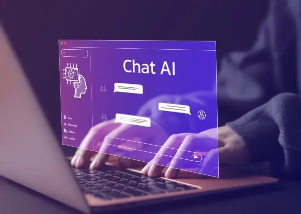 person talking to a chat AI