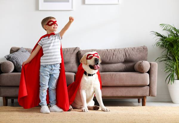 SEO and PPC dynamic duo represented by boy and dog