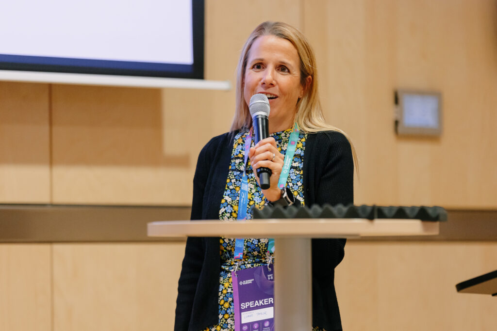 Claire Taylor from TU Marketing speaking at Riga AI Summit about AI Visbility 